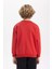 Erkek Çocuk Bordo Regular Fit Düz Kesim Basic Düz Kapüşonlu Sweatshirt B7822A8NS 6