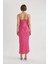 Bodycon Bisiklet Yaka Kısa Kollu Saten Midi Elbise B7674AX23CW 7