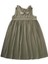Bebe Yaka Nakışlı Keten Elbise 2-7 Yaş Haki Yeşil 1