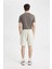 %100 Pamuk Slim Fit Dar Kesim Dar Paça Cepli Basic Düz Şort B8673AX24SM 6
