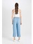Culotte Yüksek Bel Kısa Geniş Paça Yırtmaçlı Jean Pantolon B5200AX24SM 7