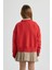 Kız Çocuk Crop Bisiklet Yaka Baskılı Sweatshirt B9934A824SP 8