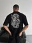 Baskılı Oversize Bisiklet Yaka T-Shirt - Siyah 3