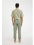 %100 Keten Normal Kesim Crop Duble Paça Yazlık Kumaş Pantolon C1826AX24SM 6
