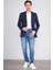 4324 Erkek Sivri Yaka Slim Fit Ceket Lacivert 3