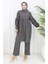 Büzgülü Düğmeli Tunik Pantolon Ikili Takım 0115-02 Antrasit 1