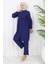 Büzgülü Düğmeli Tunik Pantolon Ikili Takım 0115-06 Lacivert 1
