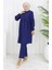 Büzgülü Düğmeli Tunik Pantolon Ikili Takım 0115-06 Lacivert 2