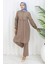 Büzgülü Düğmeli Tunik Pantolon Ikili Takım 0115-04 Vizon 1