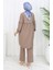 Büzgülü Düğmeli Tunik Pantolon Ikili Takım 0115-04 Vizon 5