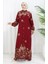 Boydan Düğmeli Viskon Elbise 2096-03 Bordo 1