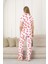 Kadın Önden Düğmeli Kısa Kol Likralı Kalp Baskılı Pijama Takımı 4