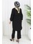 Büzgülü Düğmeli Tunik Pantolon Ikili Takım 0115-03 Siyah 5