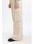 Coool Basic Düz Wide Leg Geniş Bol Paça Pantolon Gabardin Kumaş Kargo Cepli C3890AX24SP 9