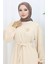 Broş Detaylı Elbise 0017-05 Bej 3
