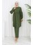 Büzgülü Düğmeli Tunik Pantolon Ikili Takım 0115-01 Haki 1