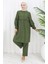 Büzgülü Düğmeli Tunik Pantolon Ikili Takım 0115-01 Haki 2