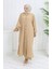Bürümcük Kumaş Tunik Pantolon Ikili Takım 2093-01 Sütlü Kahve 2