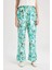 Wide Leg Keten Görünümlü Pantolon Desenli Cepli Geniş Paça C4039AX24SM 1