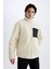 Slim Fit Dar Kesim Dik Yaka Fermuarlı Pelüş Mont A3255AX24WN 7