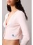 Kadın Uzun Kollu Fitilli Cropped Triko Üst - Pembe 5
