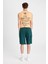 Relax Fit Beli Lastikli Bağcıklı Basic Düz Kargo Bermuda Şort C5591AX24HS 6