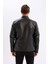 Erkek Siyah Slim Fit Dar Kesim Dik Yaka Fermuarlı Astarlı Mevsimlik Hafif İnce Suni Deri Mont Ceket C5632AX24AU 7