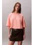 Kadın Cropped Boxy Fit Logolu T-Shirt - Mercan 1