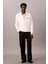 Erkek Yarım Fermuarlı Yazı Logolu Sweatshirt - Krem 3