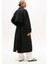 Kadın Oversize Fit Kemerli Trençkot - Siyah 2