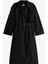 Kadın Oversize Fit Kemerli Trençkot - Siyah 5