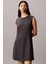 Kadın A-Kesim Yarım Fermuarlı Kolsuz Elbise - Antrasit 4