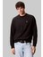 Erkek Bisiklet Yaka Nakış Logolu Sweatshirt - Siyah 1