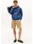 Erkek Terry Regular Fit Basic Kapüşonlu Sweatshirt - Mavi 2