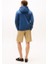 Erkek Terry Regular Fit Basic Kapüşonlu Sweatshirt - Mavi 3