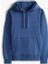 Erkek Terry Regular Fit Basic Kapüşonlu Sweatshirt - Mavi 5