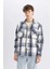 Lacivert Relax Fit Polo Yaka Kareli Oduncu Flanel Pamuklu Uzun Kollu Gömlek Z0639AZ24AU 7