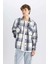 Lacivert Relax Fit Polo Yaka Kareli Oduncu Flanel Pamuklu Uzun Kollu Gömlek Z0639AZ24AU 8