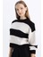 Coool Oversize Geniş Kalıp Bisiklet Yaka Çizgili Triko Kazak X4931AZ24WN 1
