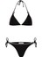 Süet Dokulu Siyah Üçgen Bikini Takım 1