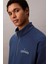 Erkek Yarım Fermuarlı Logolu Sweatshirt - Mavi 4