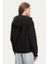 Kadın Boyfriend Fit Kapüşonlu Fermuarlı Sweatshirt - Siyah 2