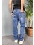Taşlanmış Kot Pantolon Regular Kalıp 2