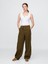 Kadın Koyu Yeşil Mid Rise Barrel Paraşüt Pantolon 1