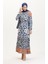 Amelya Farbalı Kuşaklı Viskon Elbise S-M-L-Xl Beden 4588AB-03 Indigo 2