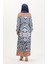 Amelya Farbalı Kuşaklı Viskon Elbise S-M-L-Xl Beden 4588AB-03 Indigo 5
