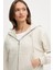 Kadın Boyfriend Fit Kapüşonlu Fermuarlı Sweatshirt - Krem 3