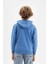 Erkek Çocuk Mavi Yazı Baskılı Cepli Kapüşonlu Okul Sweatshirt C7558A824AU 9