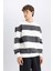 Antrasit Boxy Fit Bisiklet Yaka Çizgili Sweatshirt A9066AX24AU 7
