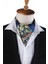 Mavi - Yeşil Motif Desen Erkek Ascot Fular K646 2